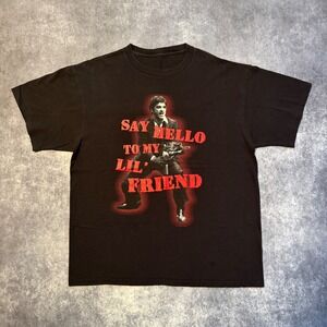 Vintage Scarface Say Hello To My Lil Friend Movie T-Shirt Black 2004 Universal